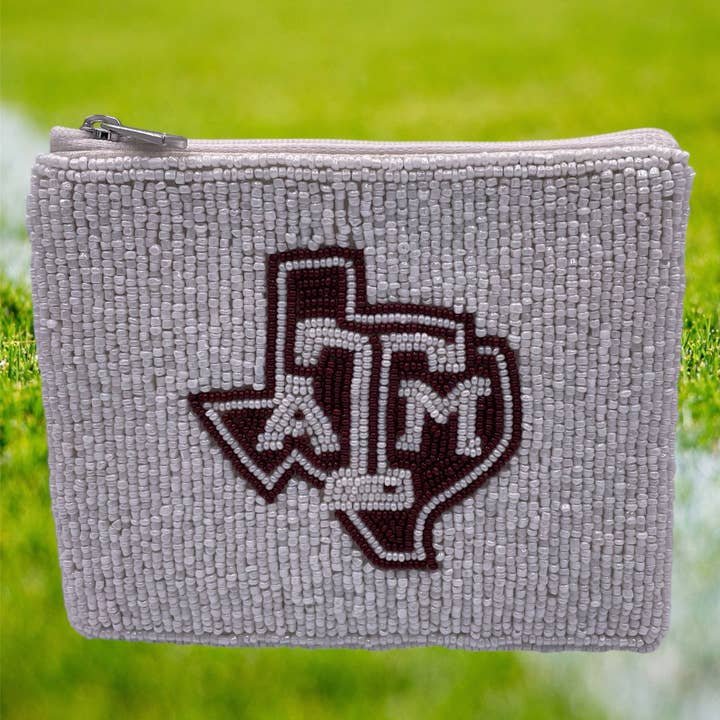 Adelia, LLC - Wholesale Coin Purse - Unisex - Texas A&M Aggies Beaded Coin Purse