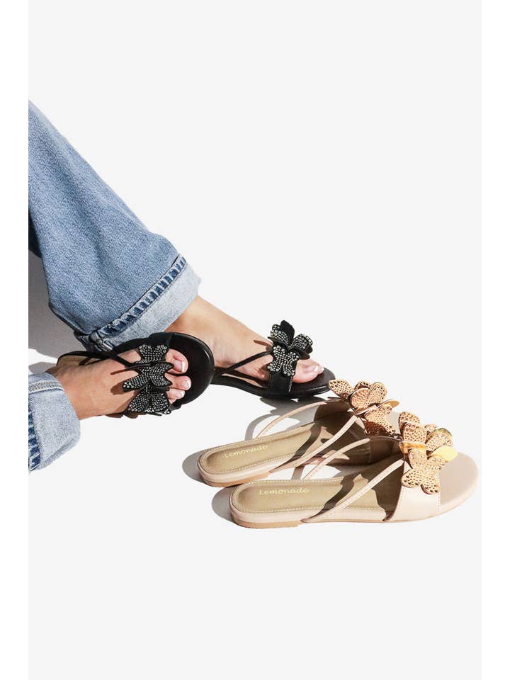 Lemonade Shoes - Wholesale Sandals - Women's - SABETHA - Sandals w/ Sparkling Butterfly Embellishment11
