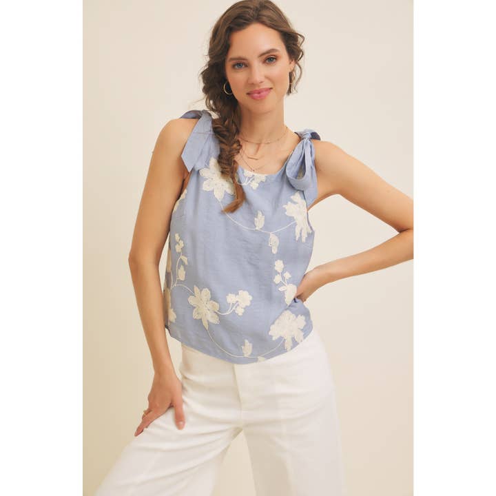 in february - Wholesale Blouse - Women's - ROMANTIC EMBROIDERY BLOUSE TOP WITH BOW STRAPS