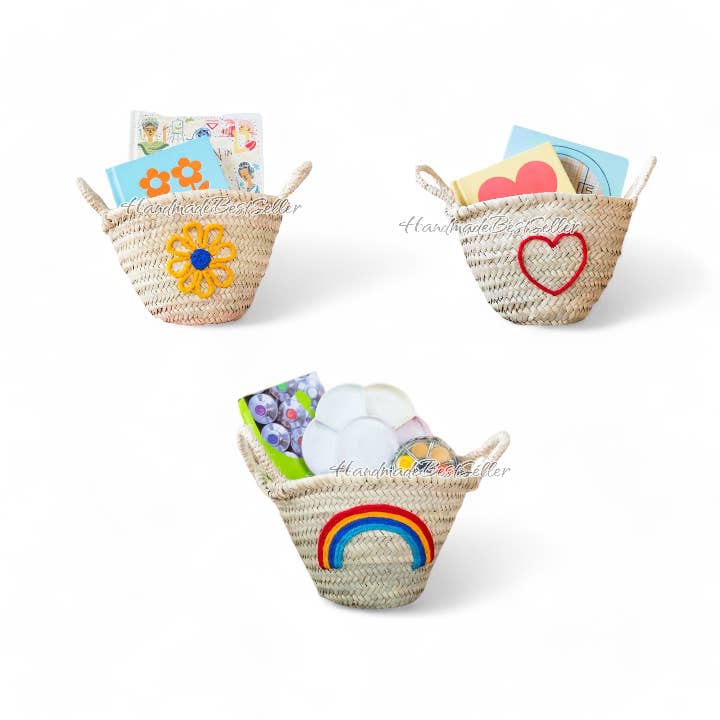 Handmade Moroccan Straw Baskets with Embroidered Designs for wholesale by HandmadeBestSeller