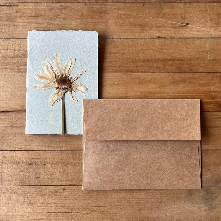 Bat Flower Press - Wholesale Everyday Greeting Card - Montauk Daisy Pressed Flower Card