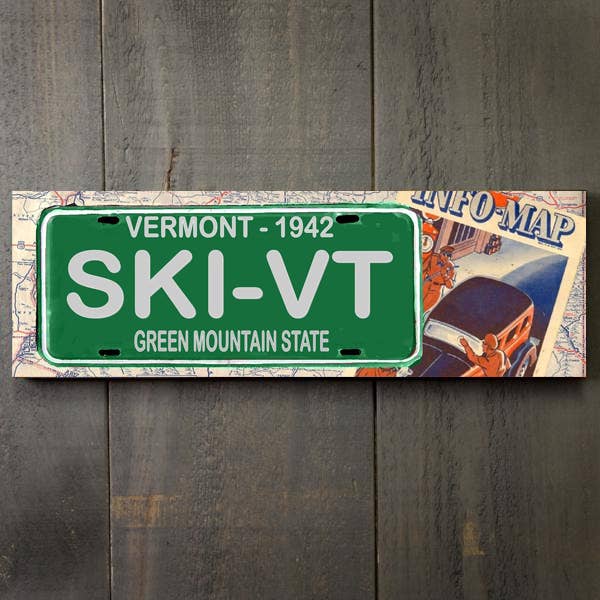 S107- Green License Plate Sign With White Text for wholesale by Paint The Town