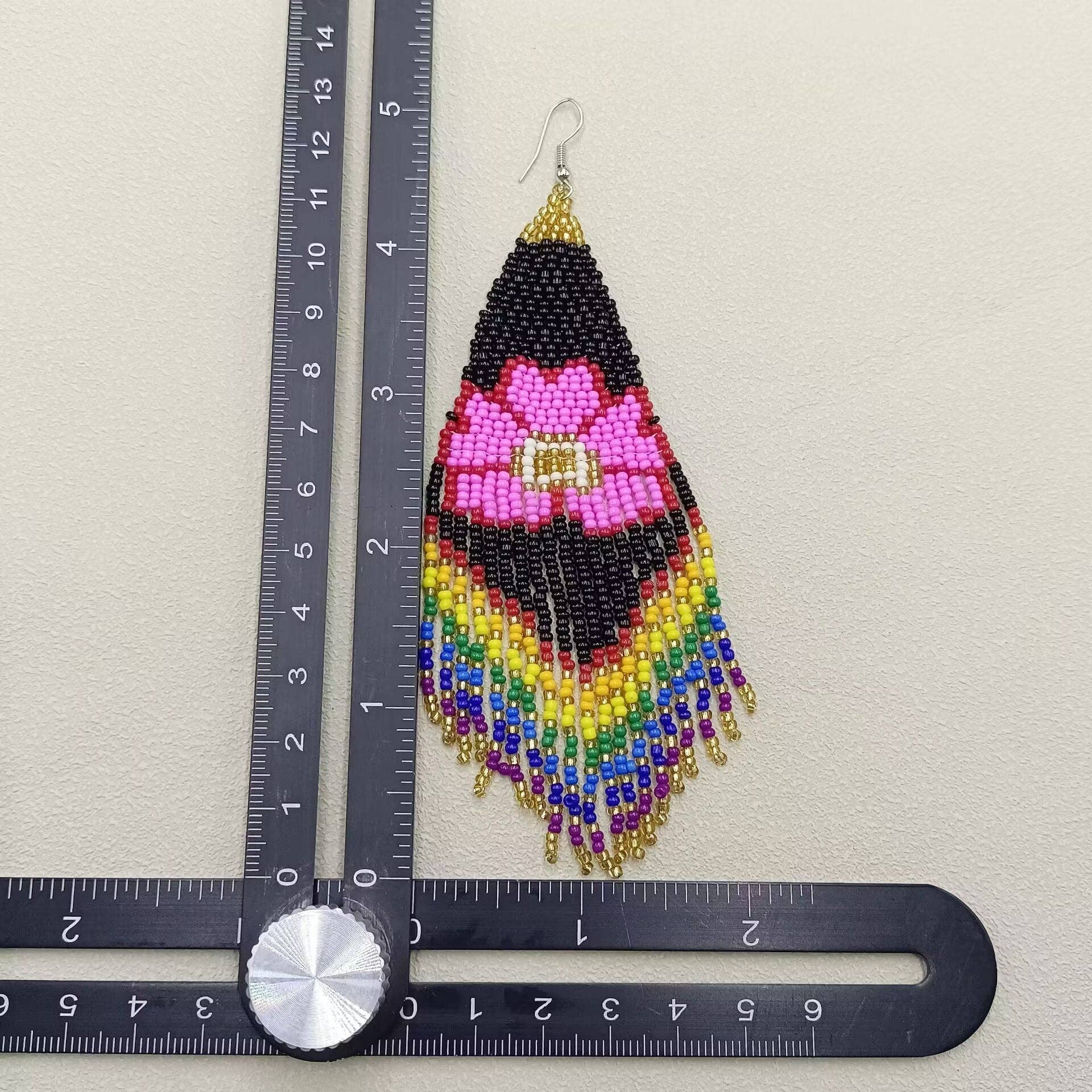 Mio Queena - Wholesale Tassel Earrings - Flower Pattern Seed Beads Fringe Earrings - SB7