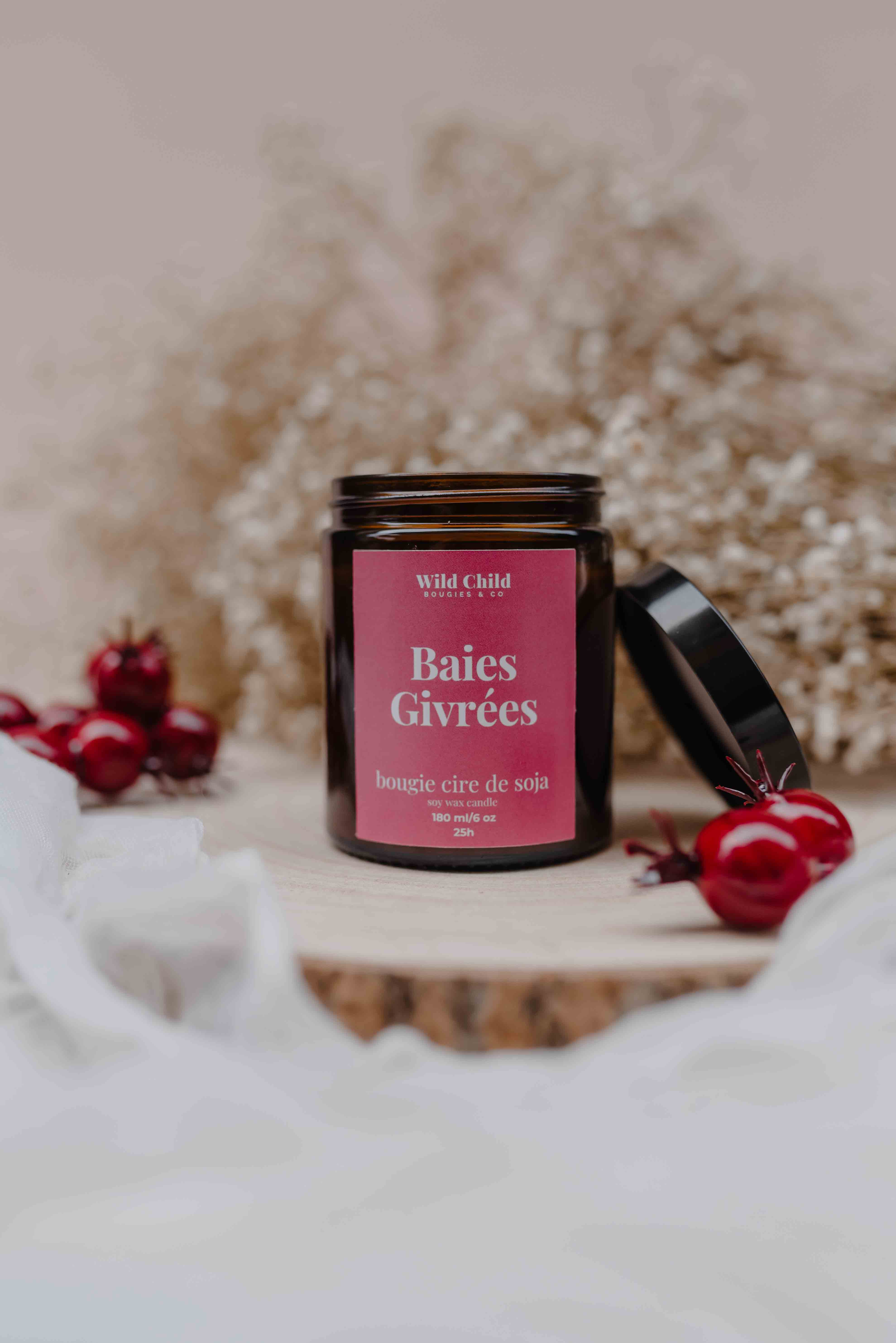 WILD CHILD Bougies & Co - Wholesale Jar/Filled Candle - “Frosted berries” Christmas candle - Vegetable wax - 25h2