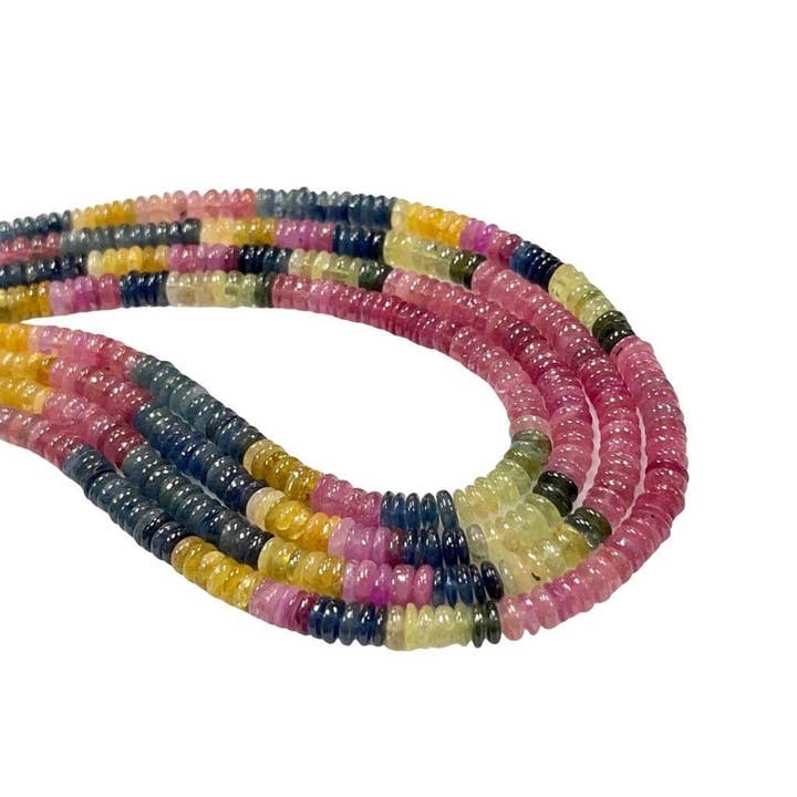 Multi Saphir AAA+ Disque Heishi, Brin de Perles Pneu 6mm pour la vente par TRIVENI USA INC