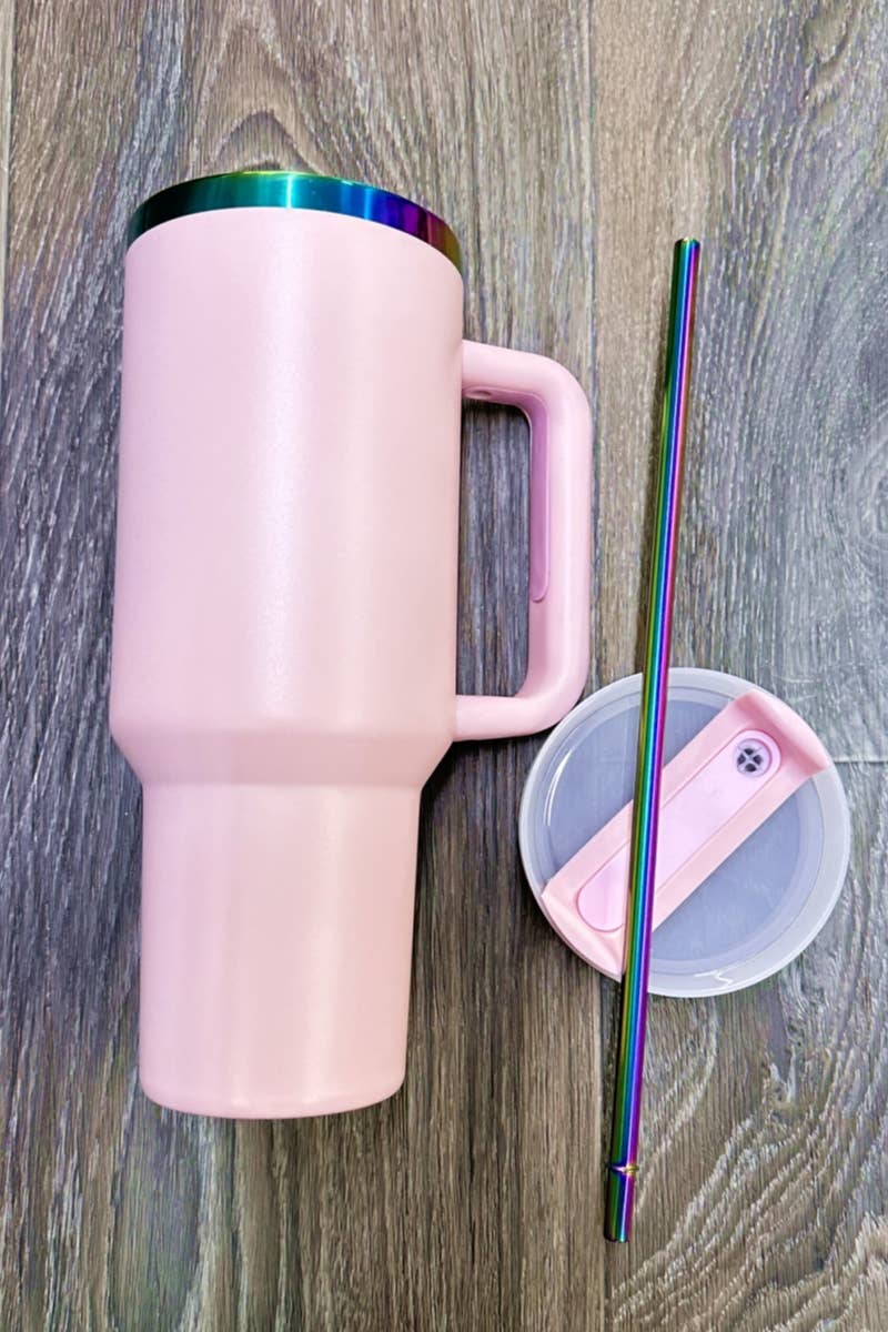 PINK SOLID STAINLESS STEEL TUMBLERS CUP 40oz for wholesale on Faire1