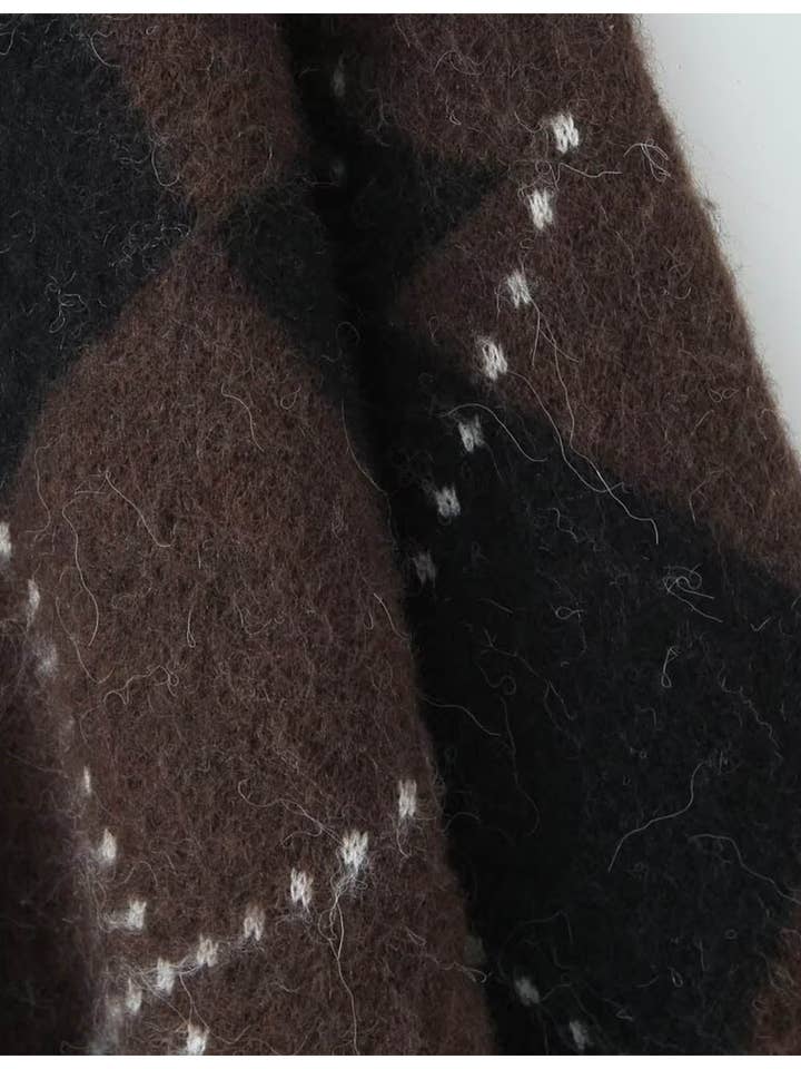 Coffee Ladies Geometric Pattern Mock Collar Long Sleeves Sweater for wholesale on Faire3