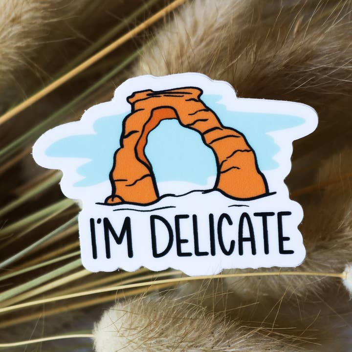 I'm Delicate Sticker | Arches National Park Sticker for wholesale by Riley Funk Designs