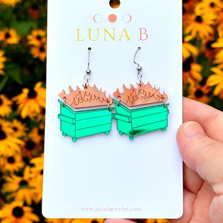 Luna B Jewelry - Wholesale Dangle Earrings - Dumpster Fire Earrings2