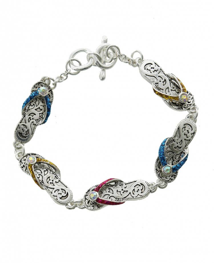 0011 PREMIERE – wholesale Link & chain bracelet – FR2825 Multi-Glitter Crystal AB Flip Flop Filigree Link Br0