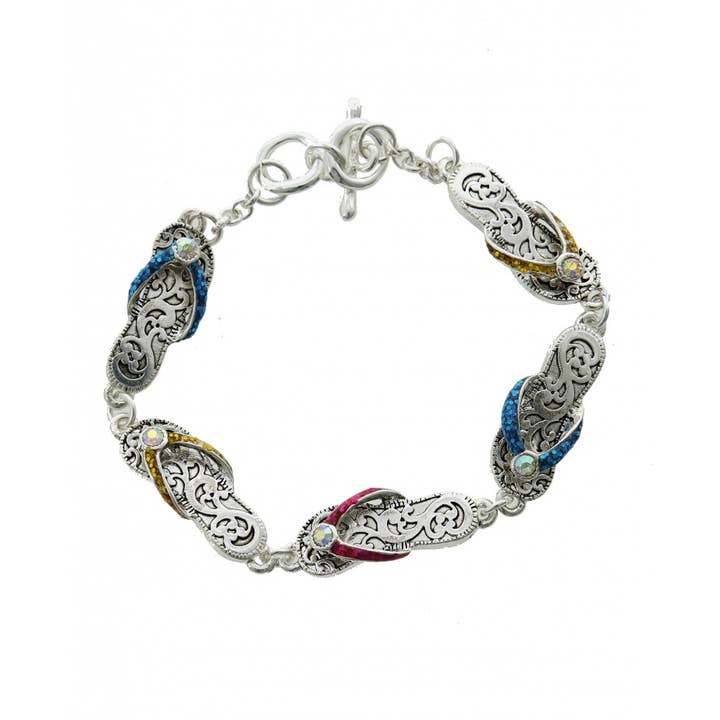 0011 PREMIERE - Wholesale Link & chain bracelet - FR2825 Multi-Glitter Crystal AB Flip Flop Filigree Link Br