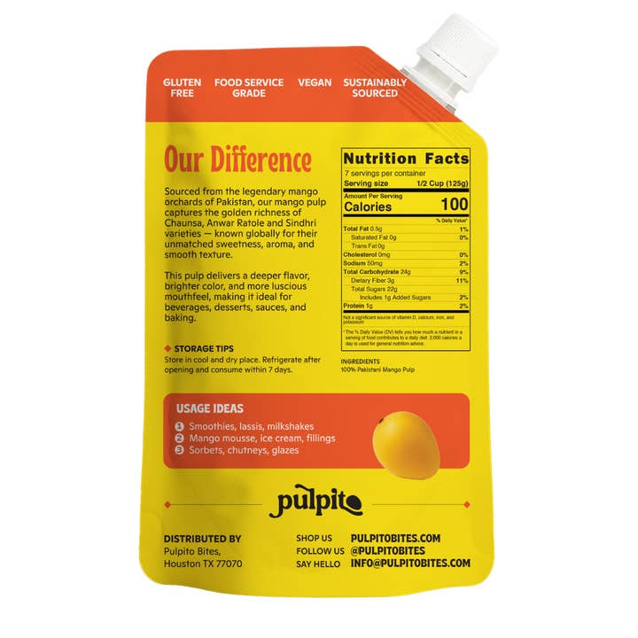 Pulpito Fruit Bites - Wholesale Fruit Juice - Mango Puree - 100% Natural Pure Mango Pulp/Puree 1
