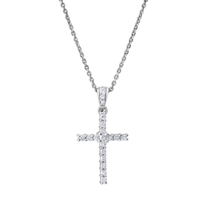 Pendentif Croix en Diamants en Or Blanc 14K Divine Flow – 0,25 Ct pour la vente par LuvMyJewelry (LMJ)