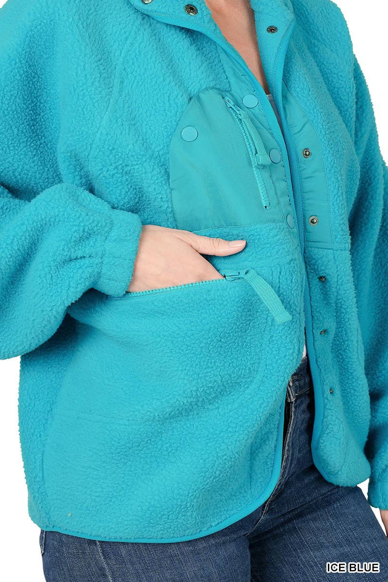 Wholesale Snap Button Fleece Jacket With Pockets for your store Faire