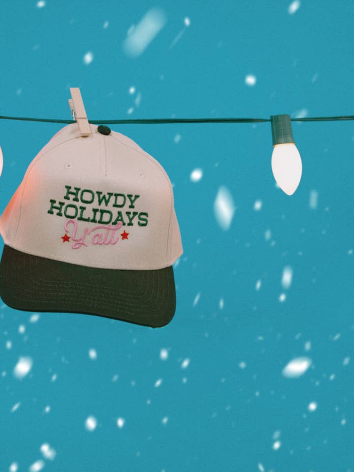 Howdy Holidays Y'all Embroidered Hat for wholesale by Wilder Made