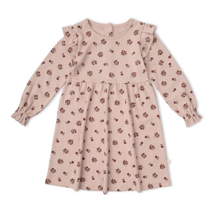 Abito biologico con maniche a volant - Rosebud per la vendita all'ingrosso da parte di Makemake Organics