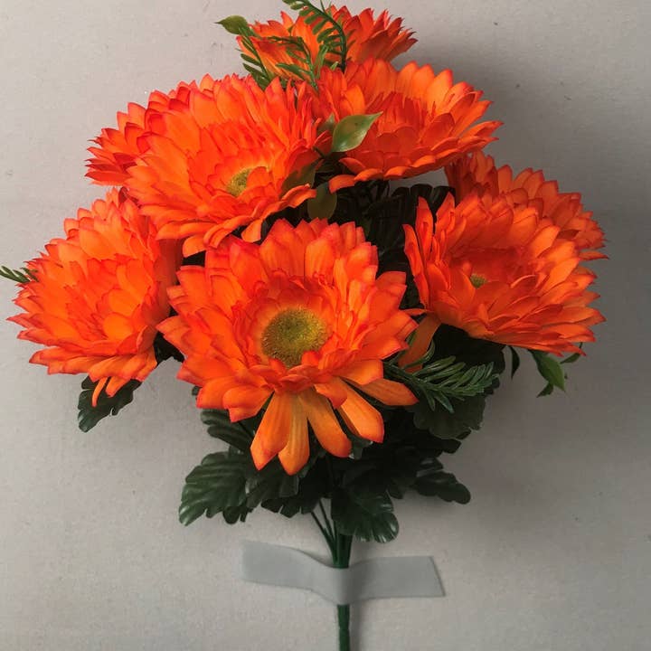 General Wholesale Inc - Wholesale Artificial Flowers - GERBER DAISY X12 ORANGE - 12852