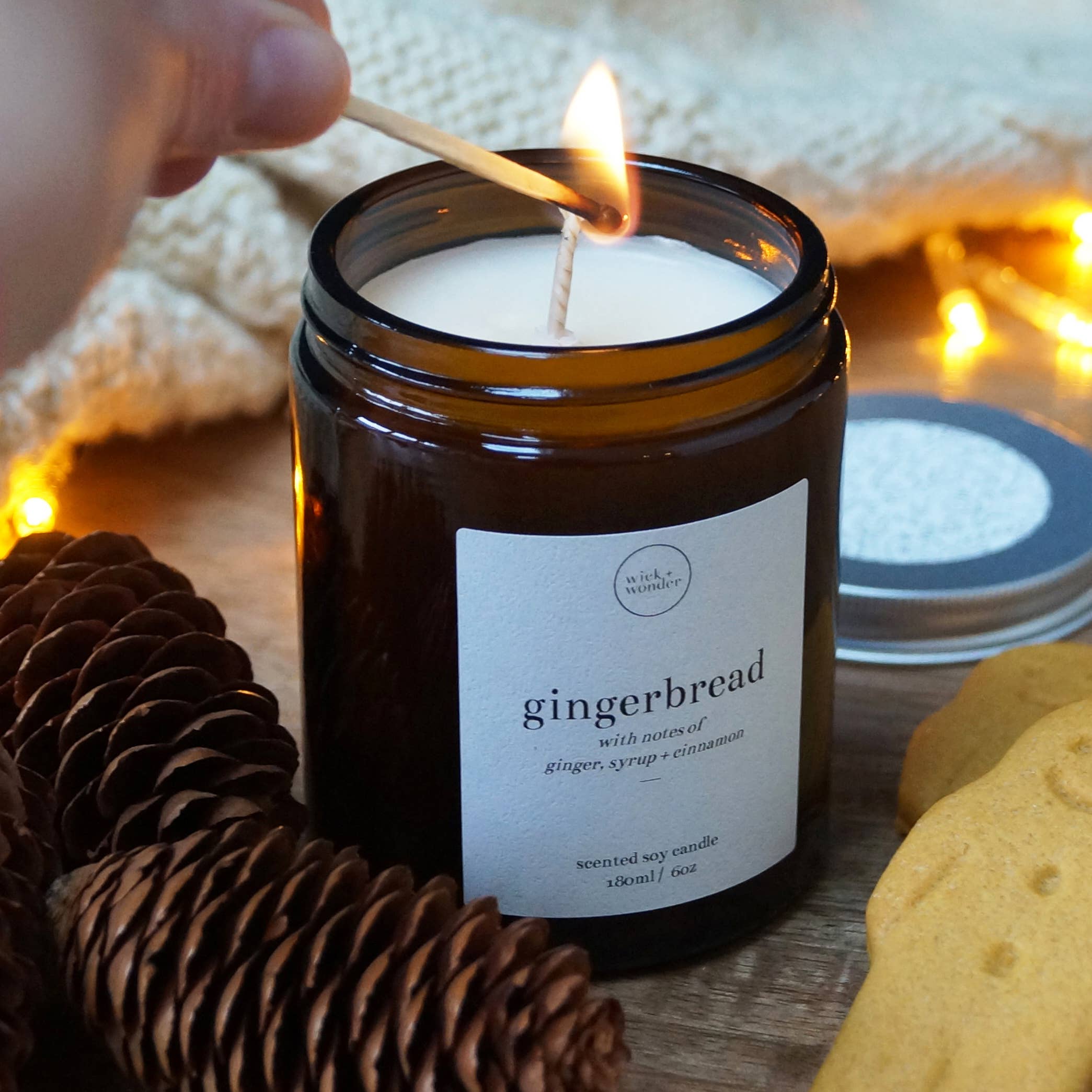 wick + wonder - Wholesale Jar/Filled Candle - Gingerbread Candle – Soy Wax Christmas Candle – 180ml2