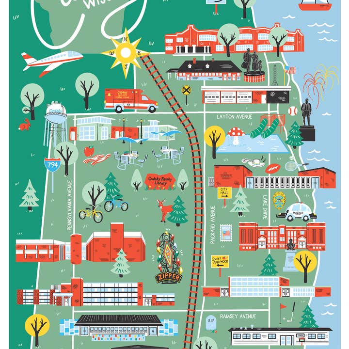 CUDAHY, WI MAPPA per la vendita all'ingrosso da parte di Lauren Marvell Illustrations