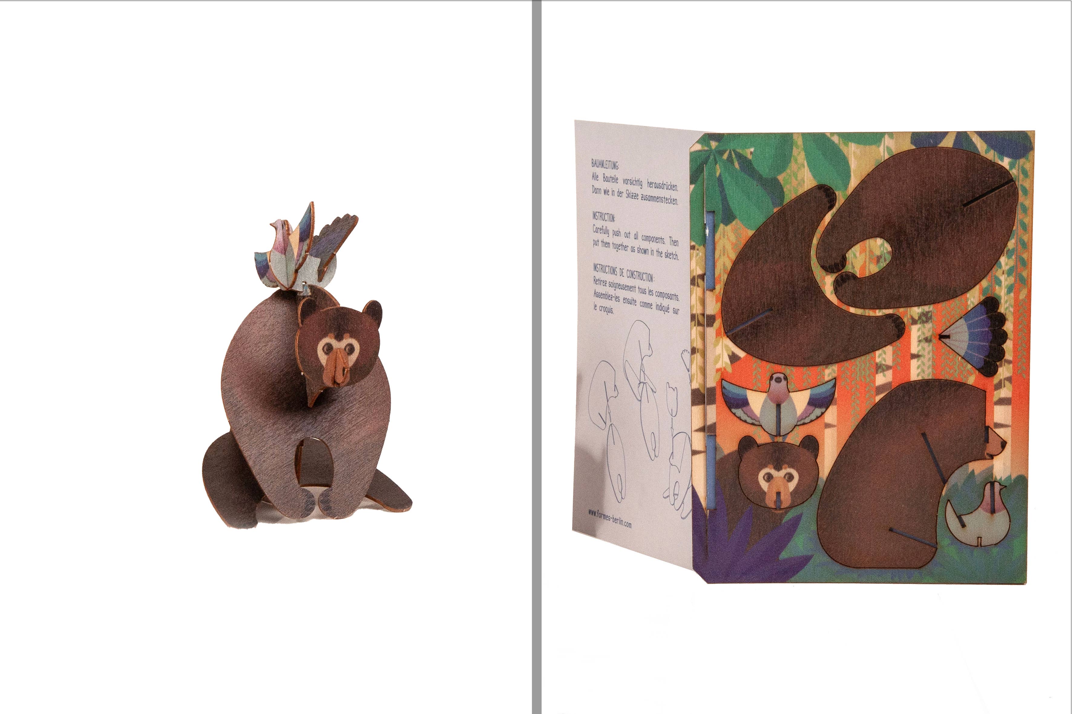 Formes Berlin GbR – postal de felicitações por atacado – Cartão 3D com Urso e Pomba da Paz - Cartão de Saudação1