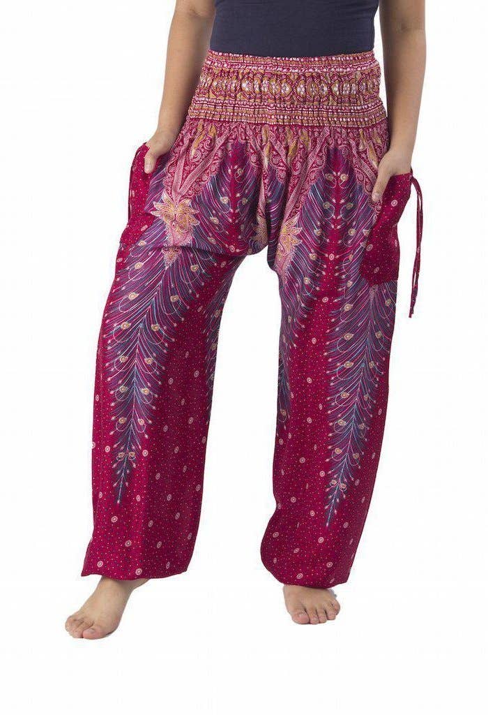 Studio 12 Collective (previously Ethnic Lanna) – Großhandel Hose – Damen – Haremshose Boho mit gesmokter Taille und Taschen - Pfau21