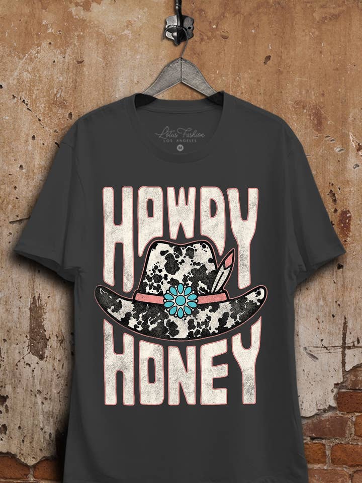 Lotus Fashion Collection - Wholesale Screen Printed T-Shirt - Women's - Howdy Honey Graphic Top1