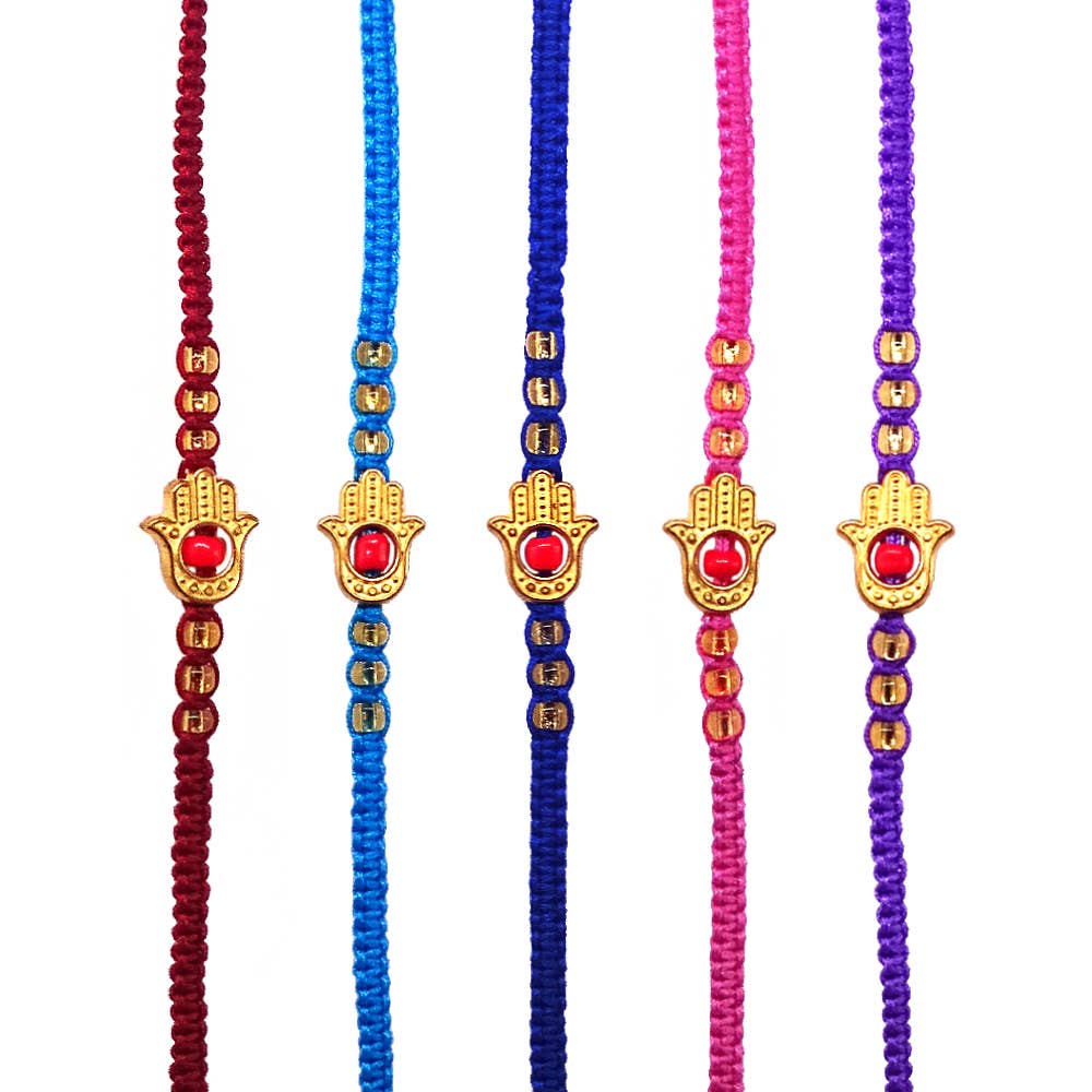 Pichincha - Wholesale Charm/Dangle Bracelet - Metal Hamsa Hand Charm Thin Macrame Friendship Bracelet0