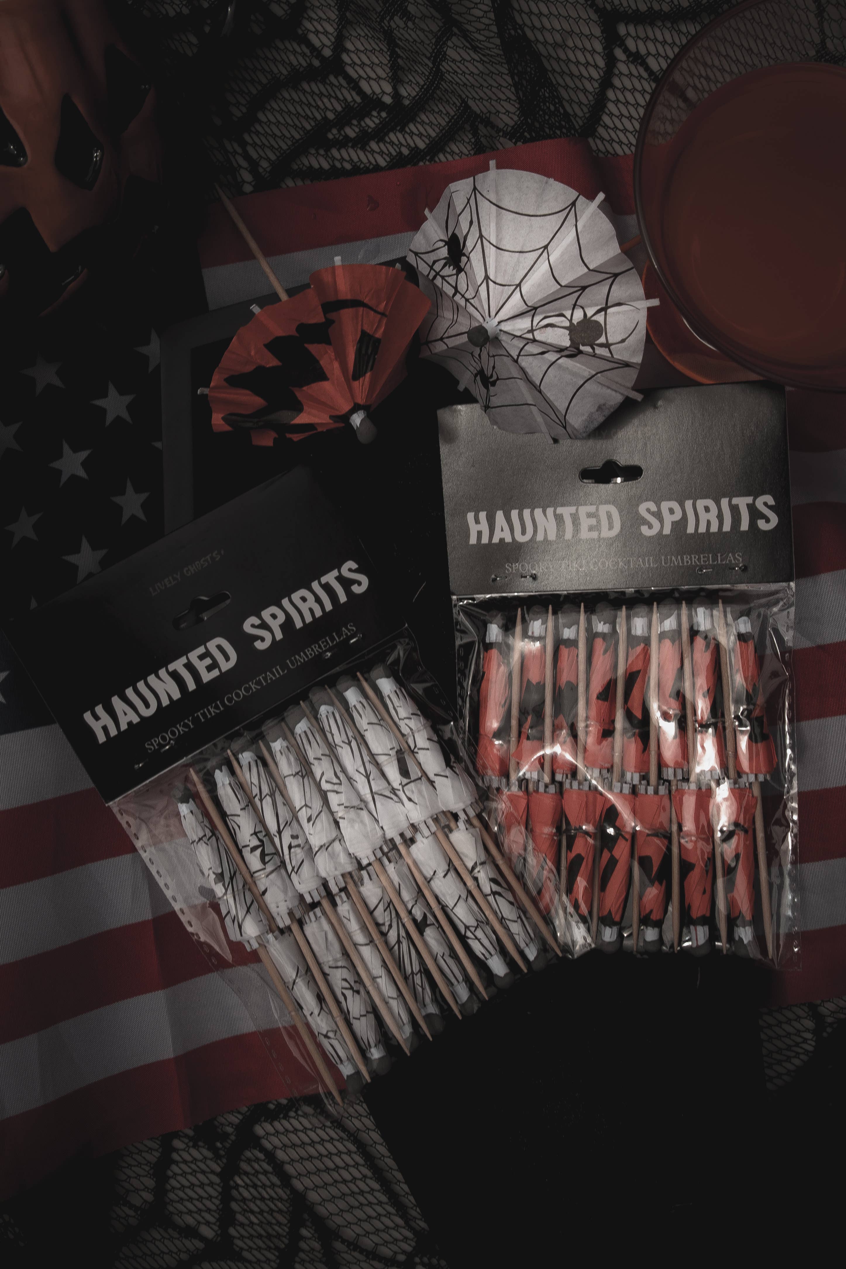 Lively Ghosts - Wholesale Cocktail Pick - Haunted Spirits 'Spiders' | Spooky Tiki Cocktail Umbrellas5