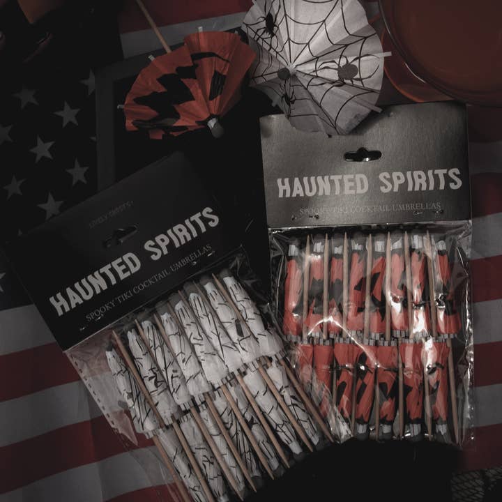 Lively Ghosts - Wholesale Cocktail Pick - Haunted Spirits 'Spiders' | Spooky Tiki Cocktail Umbrellas5