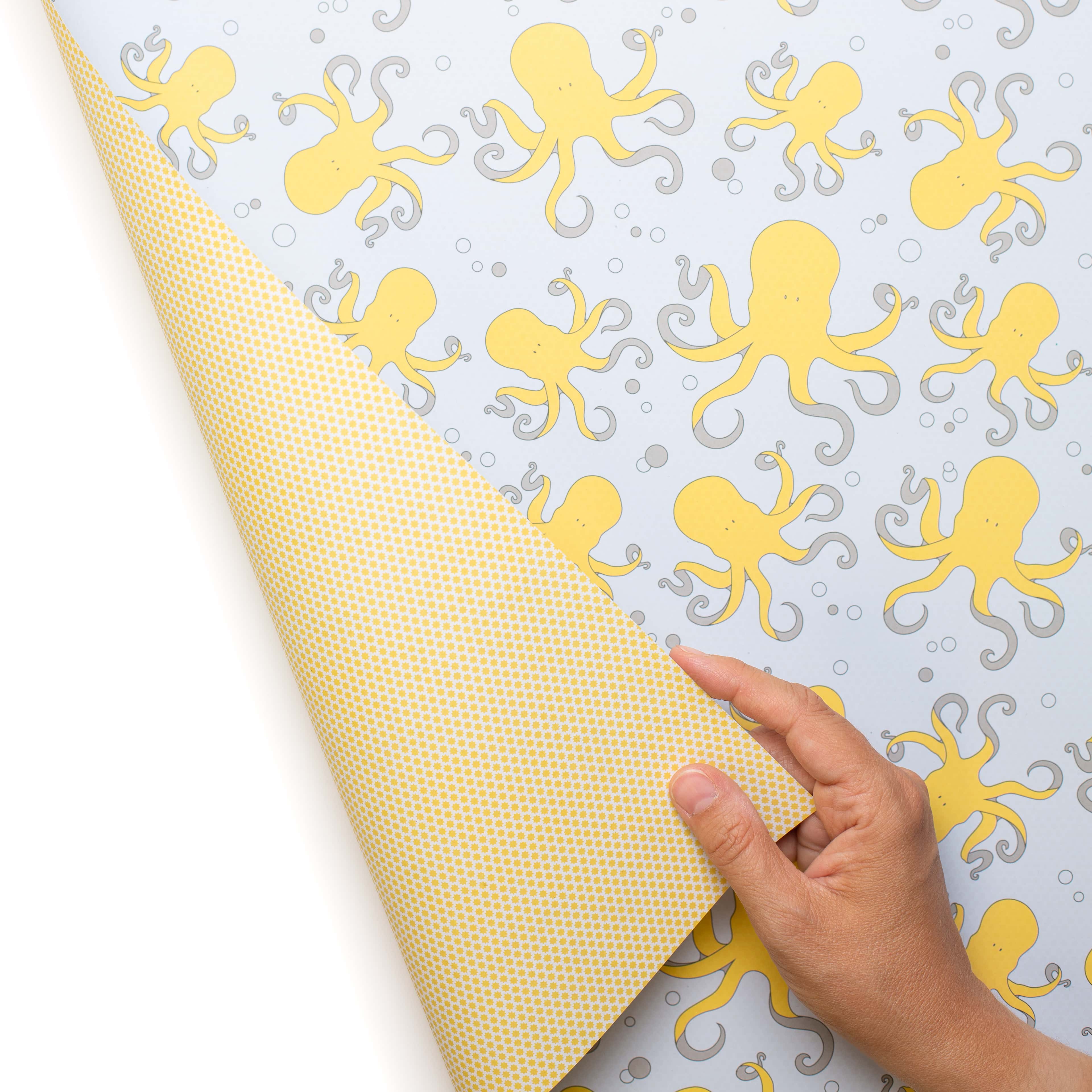 My Pretty Circus - Wholesale Flat Wrap - Yellow octopus wrapping paper, double-sided recycled paper4