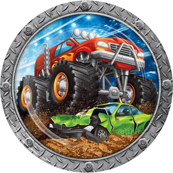 Bulk Monster Truck Paper Dinner Plates (96 per Case) for wholesale by Bulk Party Decor