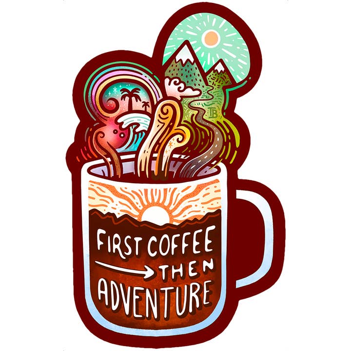 Coffee Sticker Then Adventure Stickers for wholesale by Sticker Art