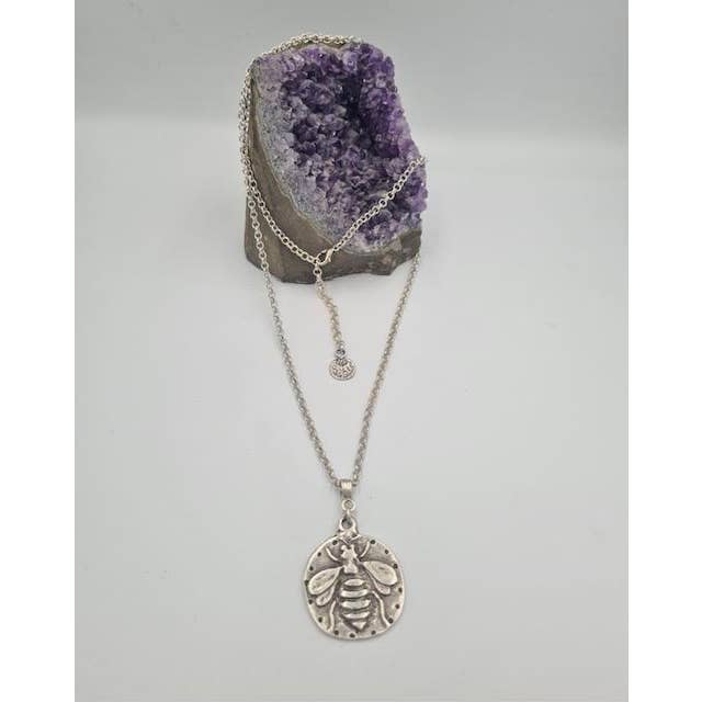 2R19X Bee silver plated necklace for wholesale by Volare