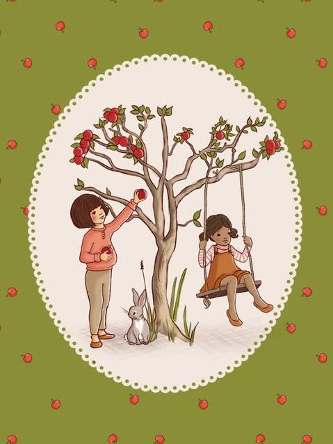 Postkarte Apfelpflücken für den Großhandel von Ollebol & Muis