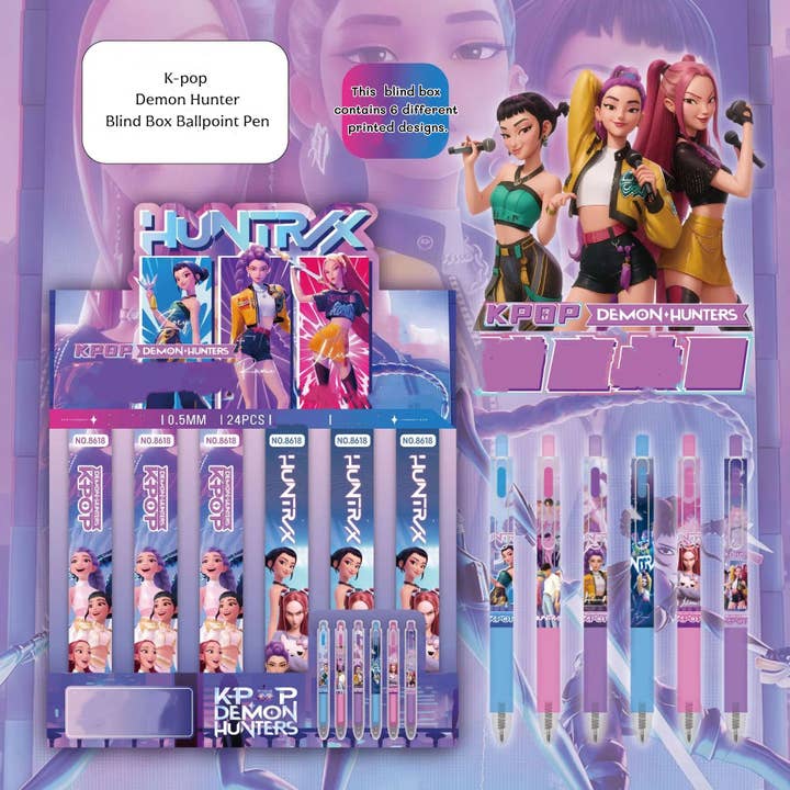 K-Pop Demon Hunters Print Click Ballpoint Pen Retractable Student Office Stationery for wholesale by Auraquise