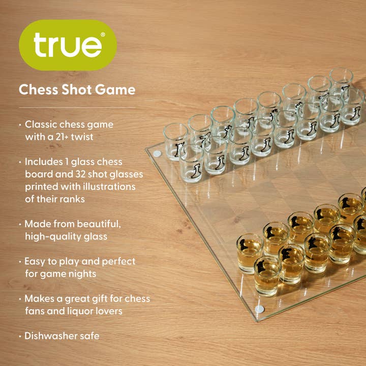 TRUE - Wholesale Board Game - Blitz Glass Chess Shot Drinking Board Game