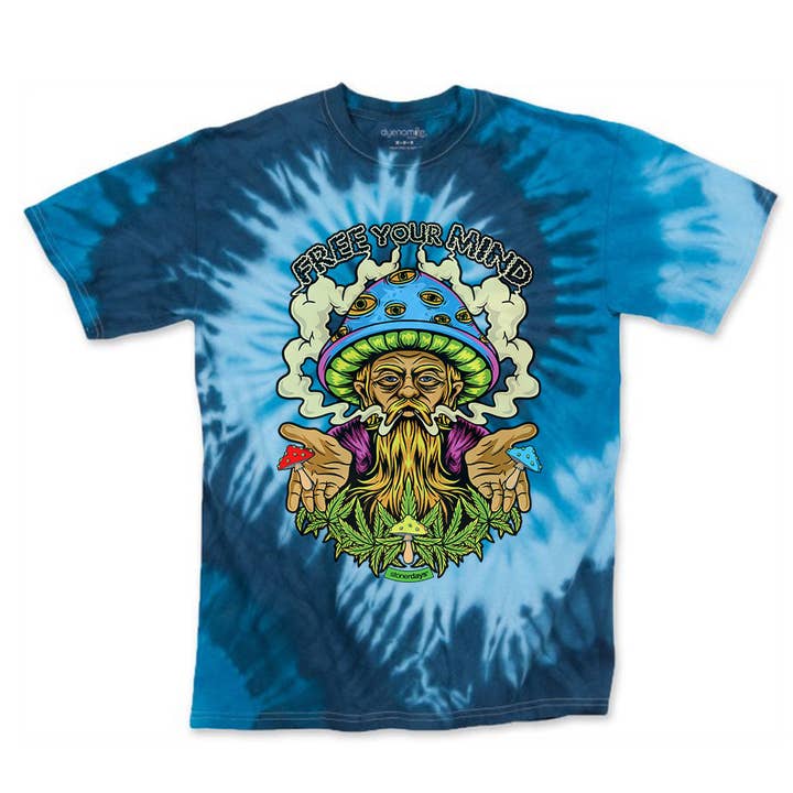 Free Your Mind Blue Tie dye for wholesale by StonerDays Apparel