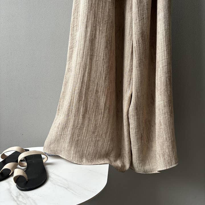 beige Slouchy overalls with 4% linen blend for wholesale on Faire8