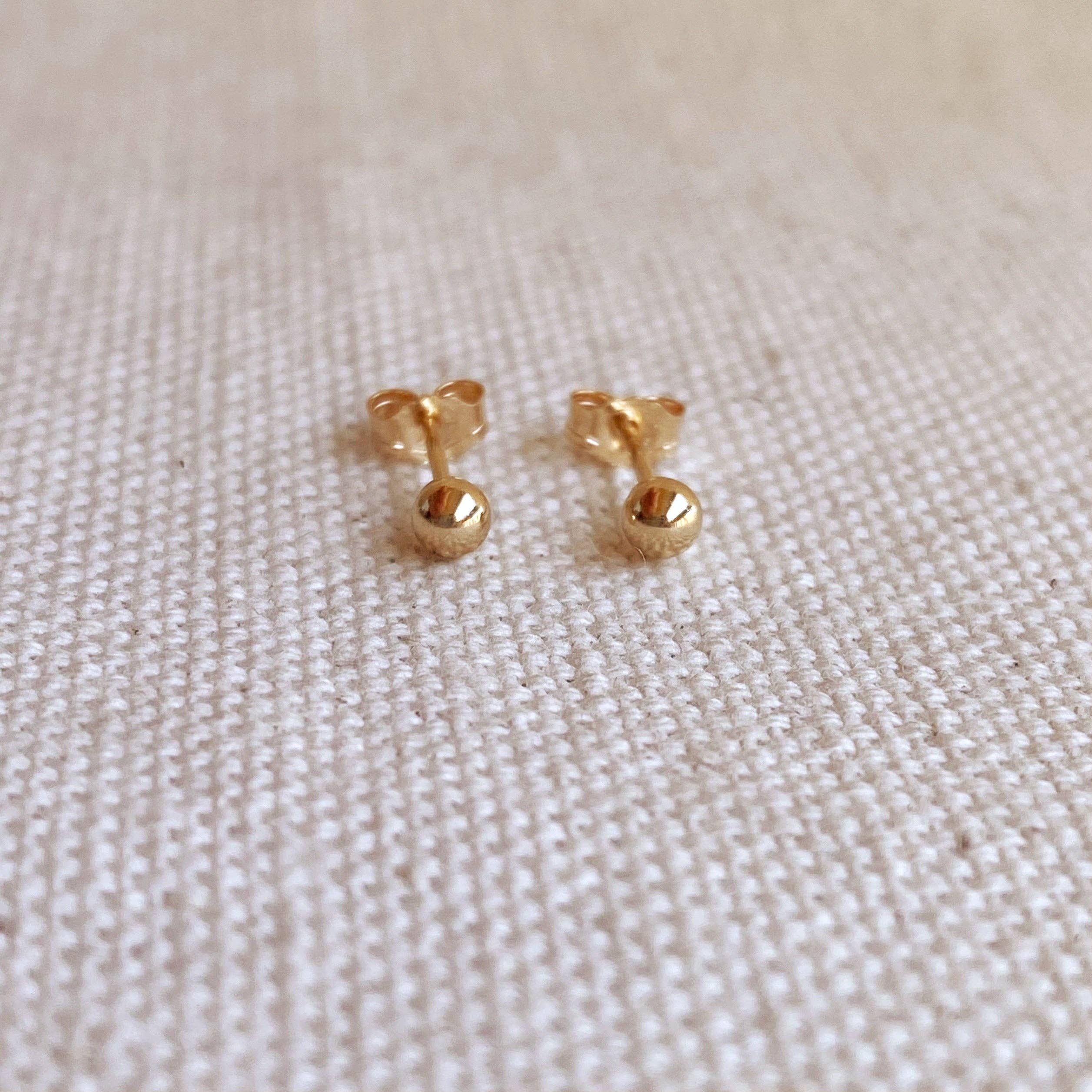 GoldFi – Großhandel Ohrstecker – 14 k massives Gold 3 mm Kugel Ohrstecker4
