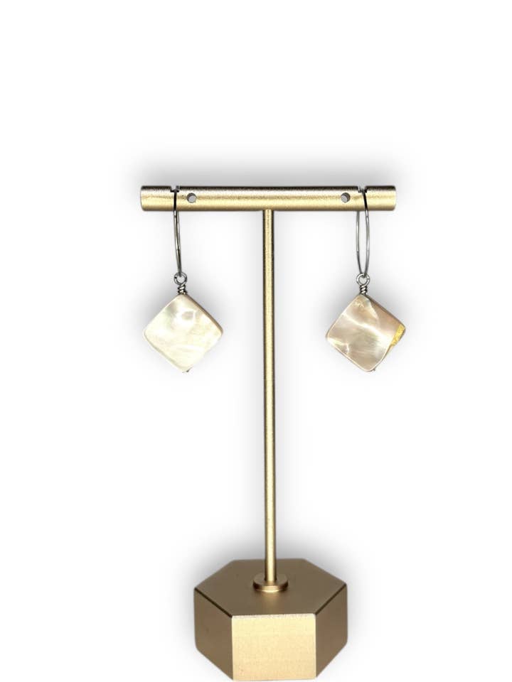 Lysende perlemor diamant hoop øreringe for engroshandel hos Lynnmade