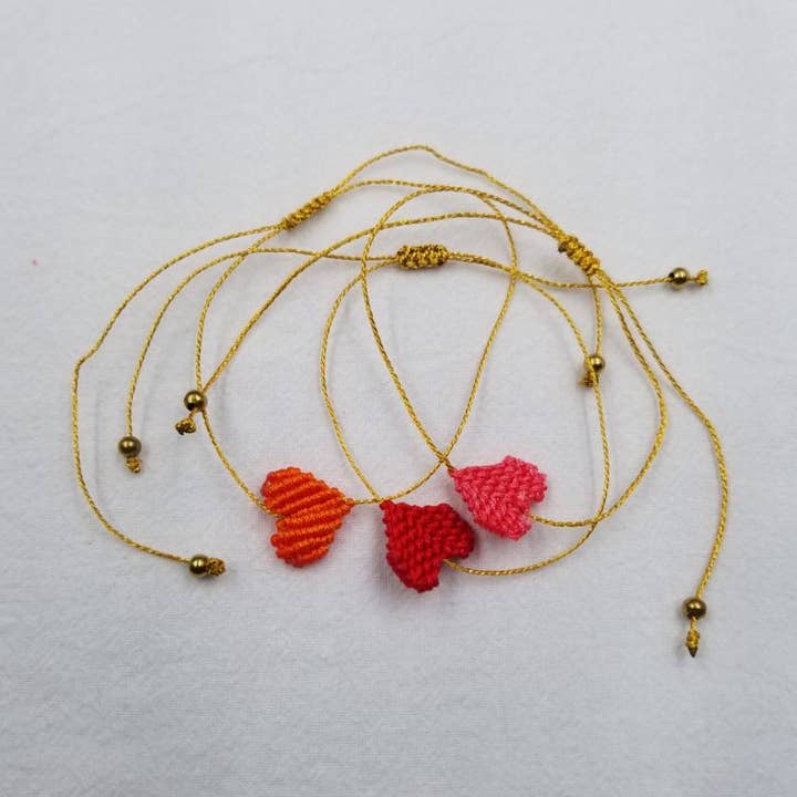 Knit Heart Adjustable Bracelet - Valentine's Day for wholesale by ENA Jewelry