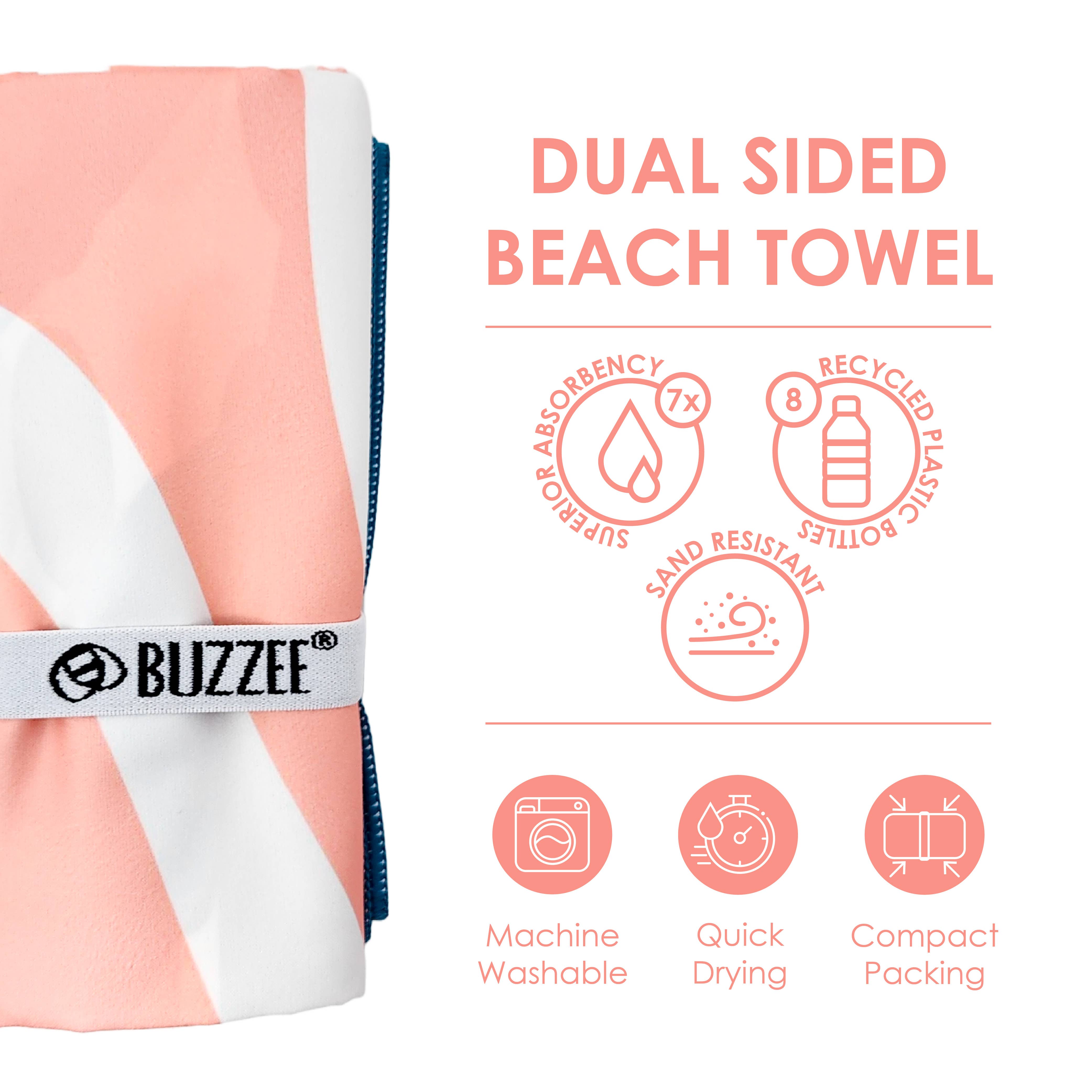 Buzzee - Wholesale Beach Towel - Double Sided Beach Towel-Sand Resistant- Quick Dry- Coral5