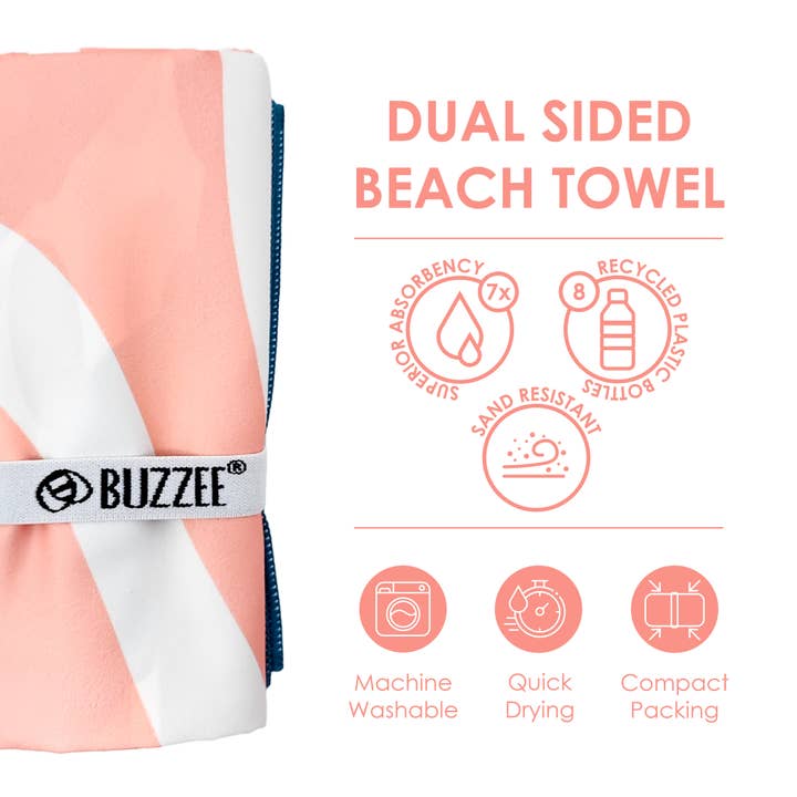 Buzzee - Wholesale Beach Towel - Double Sided Beach Towel-Sand Resistant- Quick Dry- Coral5