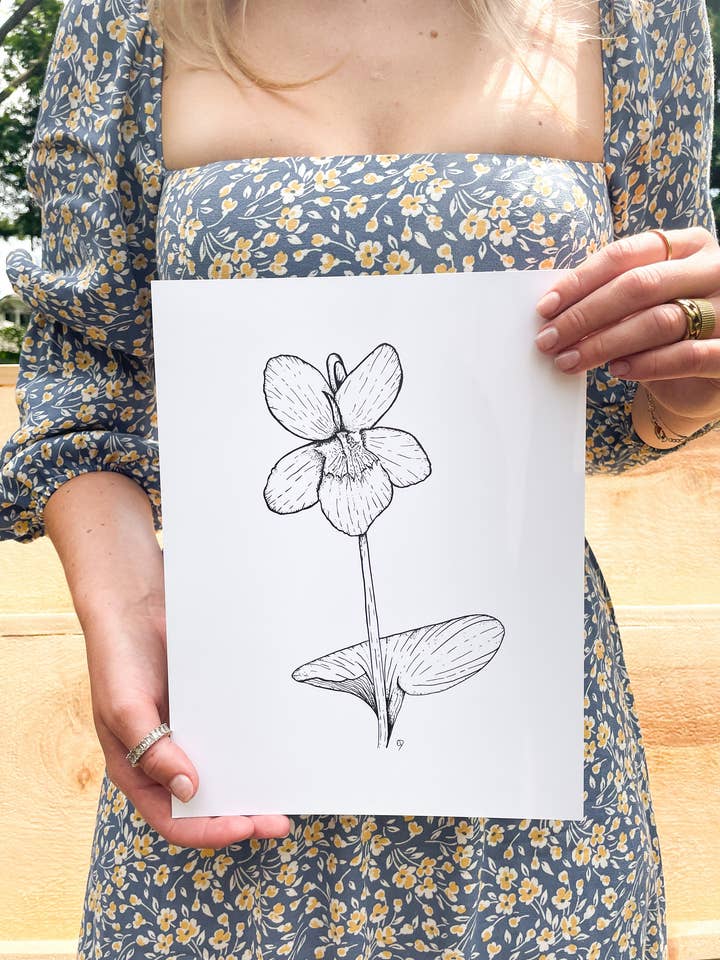 NJ State Flower-Violet Print for wholesale by Wren and Rose