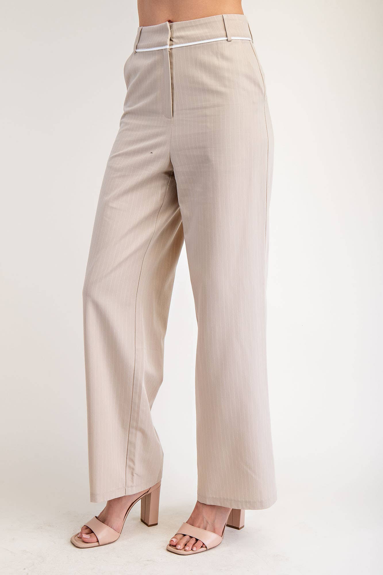 Edit by Nine - Wholesale Pants - Women's - Cp5787 Striped Woven Straight Pants W Contrast Edge Detail1