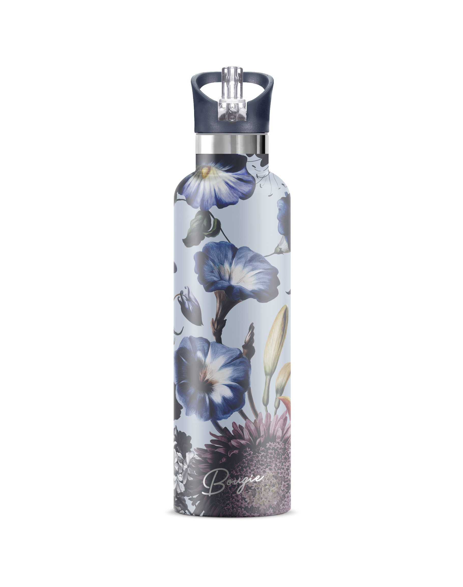 Black NORDIC FLEUR Morning Glory 25 oz Insulated Water Bottle for wholesale on Faire0
