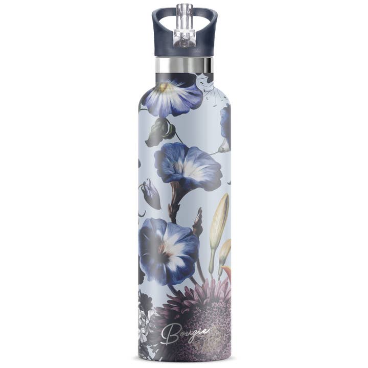 Black NORDIC FLEUR Morning Glory 25 oz Insulated Water Bottle for wholesale on Faire