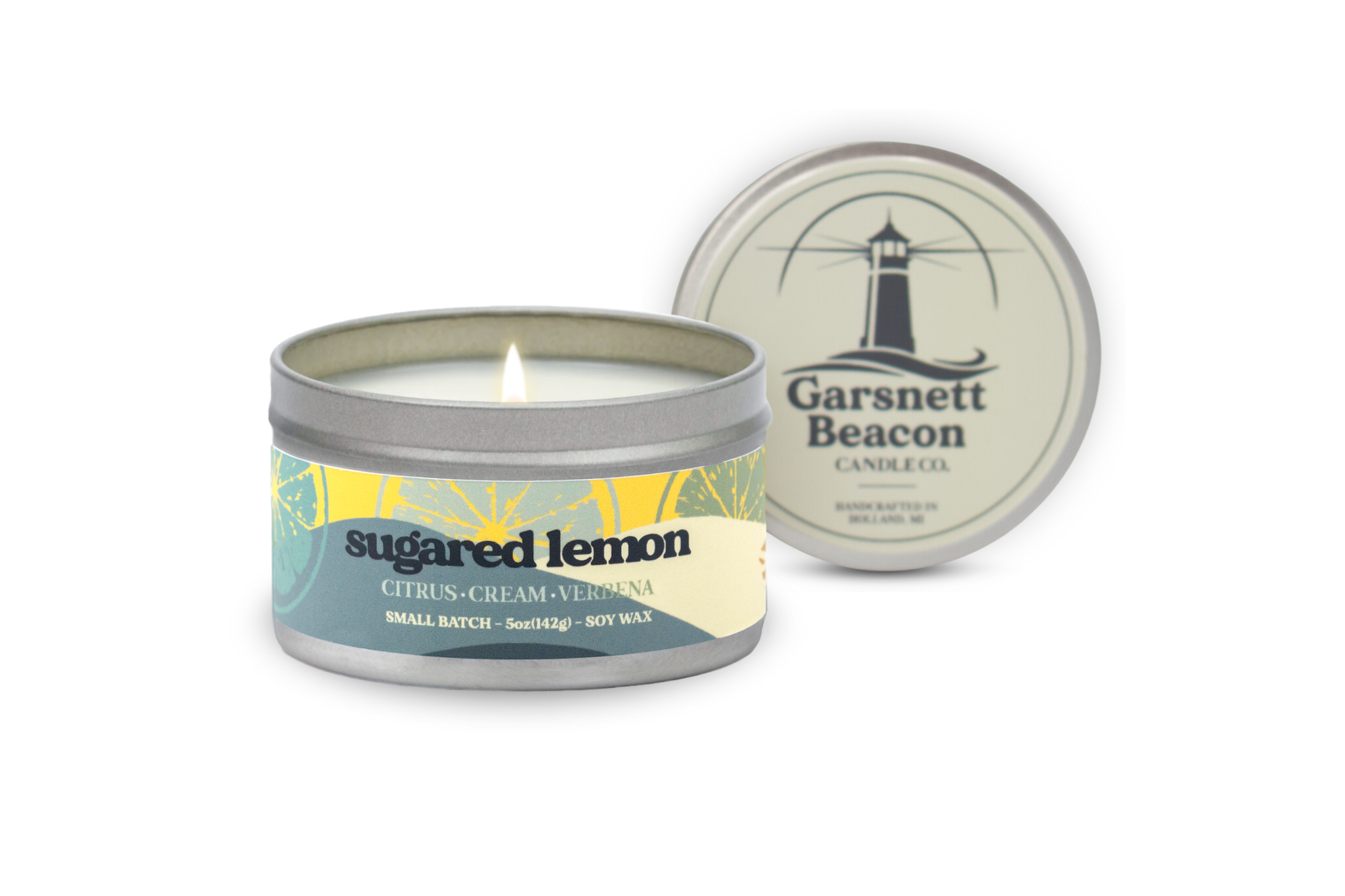 Garsnett Beacon Candle Co. - Wholesale Jar/Filled Candle - Sugared Lemon Candle - Citrus, Cream, Verbena Scent2