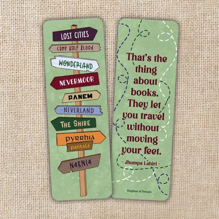 Fictional Places Signpost Bookmark for wholesale by Kingdom of Threads