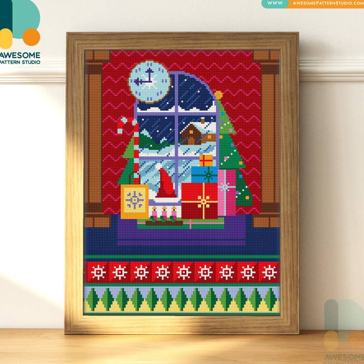 DS1562-120x162 Christmas Window, Diamond Painting Kit for wholesale by Awesome Pattern Studio